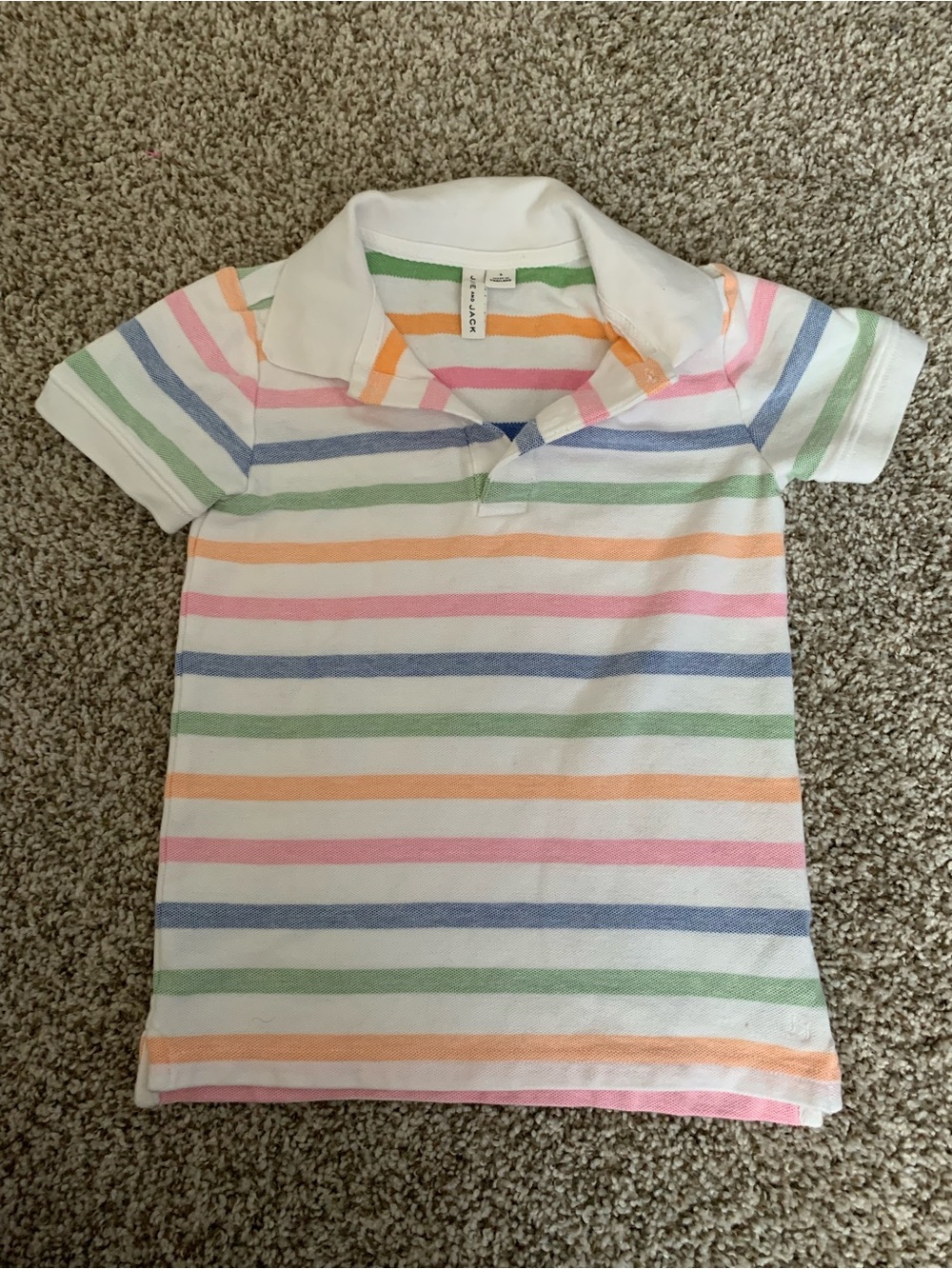 Janie and Jack Pastel Multi-Stripe Polo in White Collar